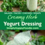 Creamy Herb Yogurt Dressing in a jar