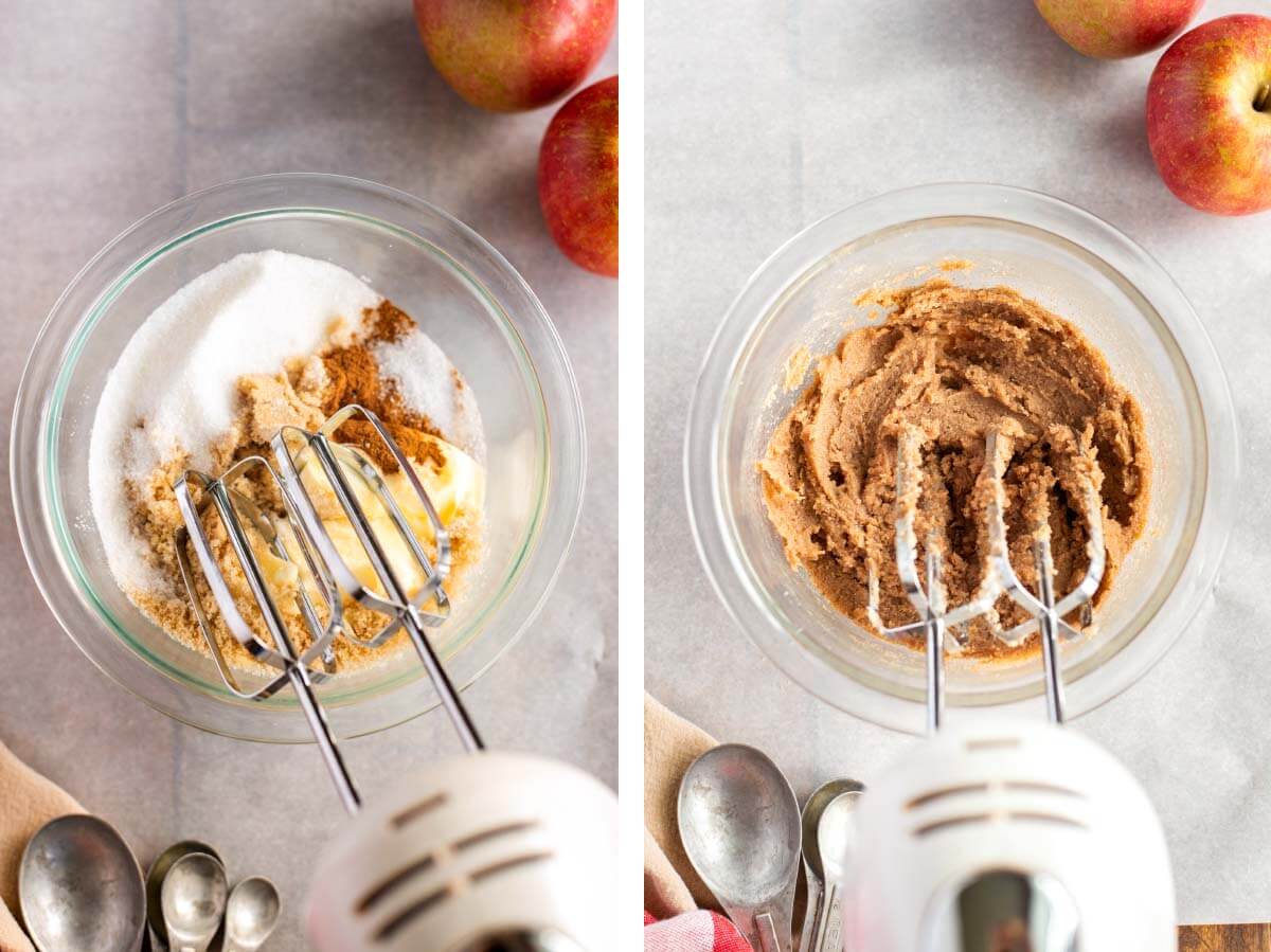 creaming butter, sugar, spices with mixer.