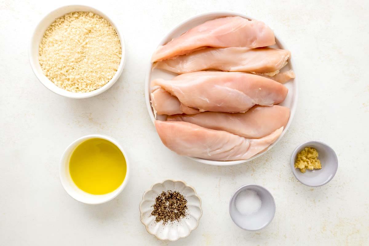 ingredients for pan fried breaded chicken cutlets