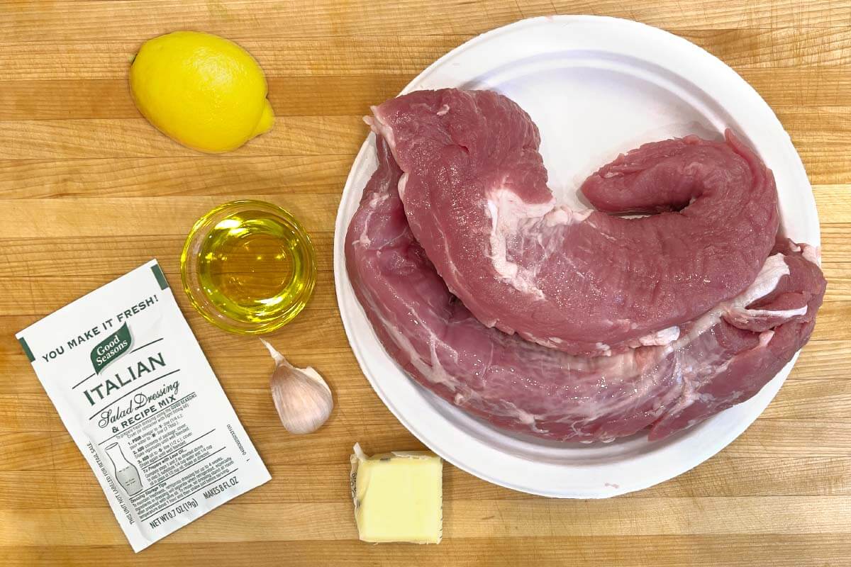 Easy Baked Pork Tenderloins ingredients shot on board