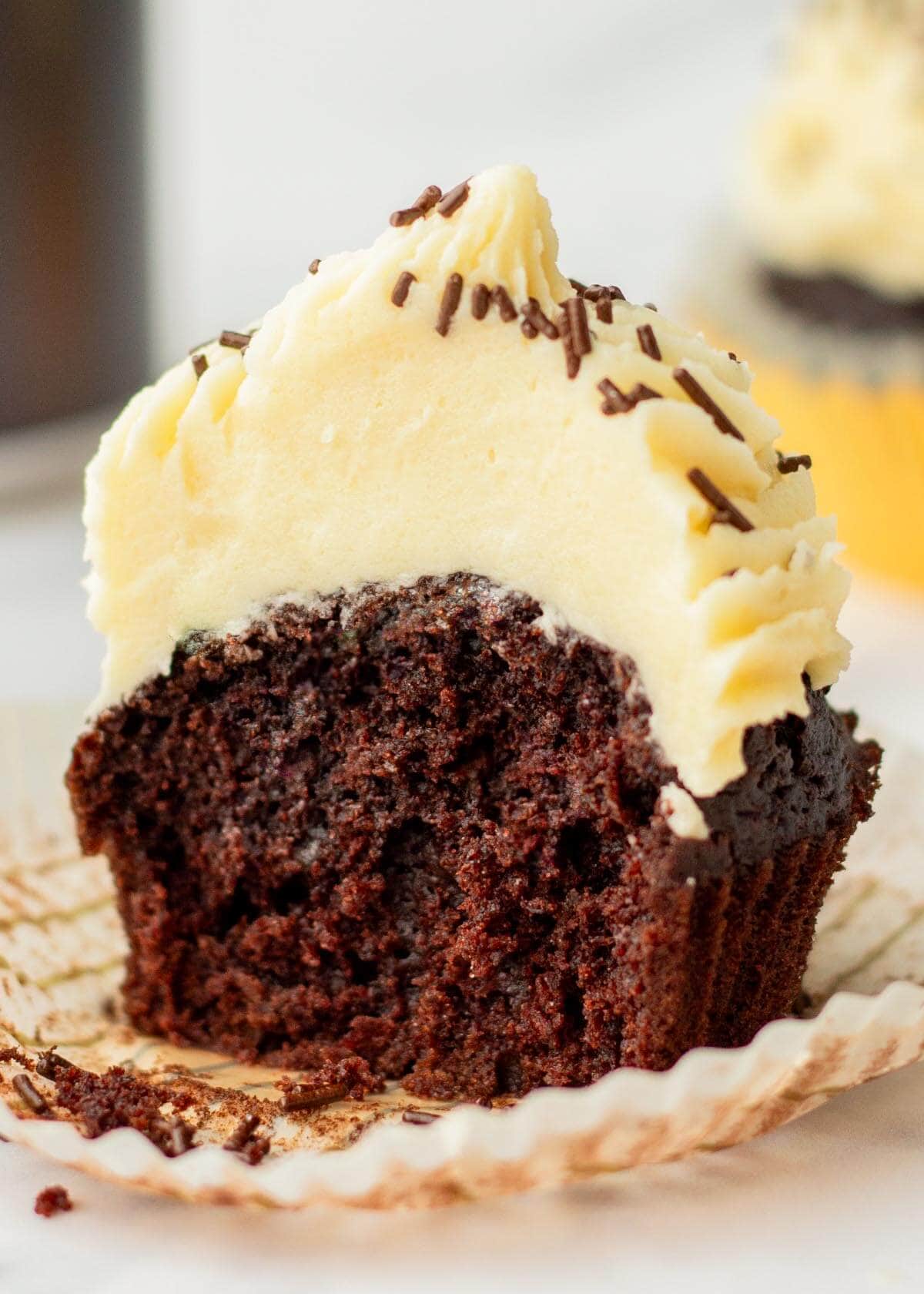 frosted Cupcake sliced in half