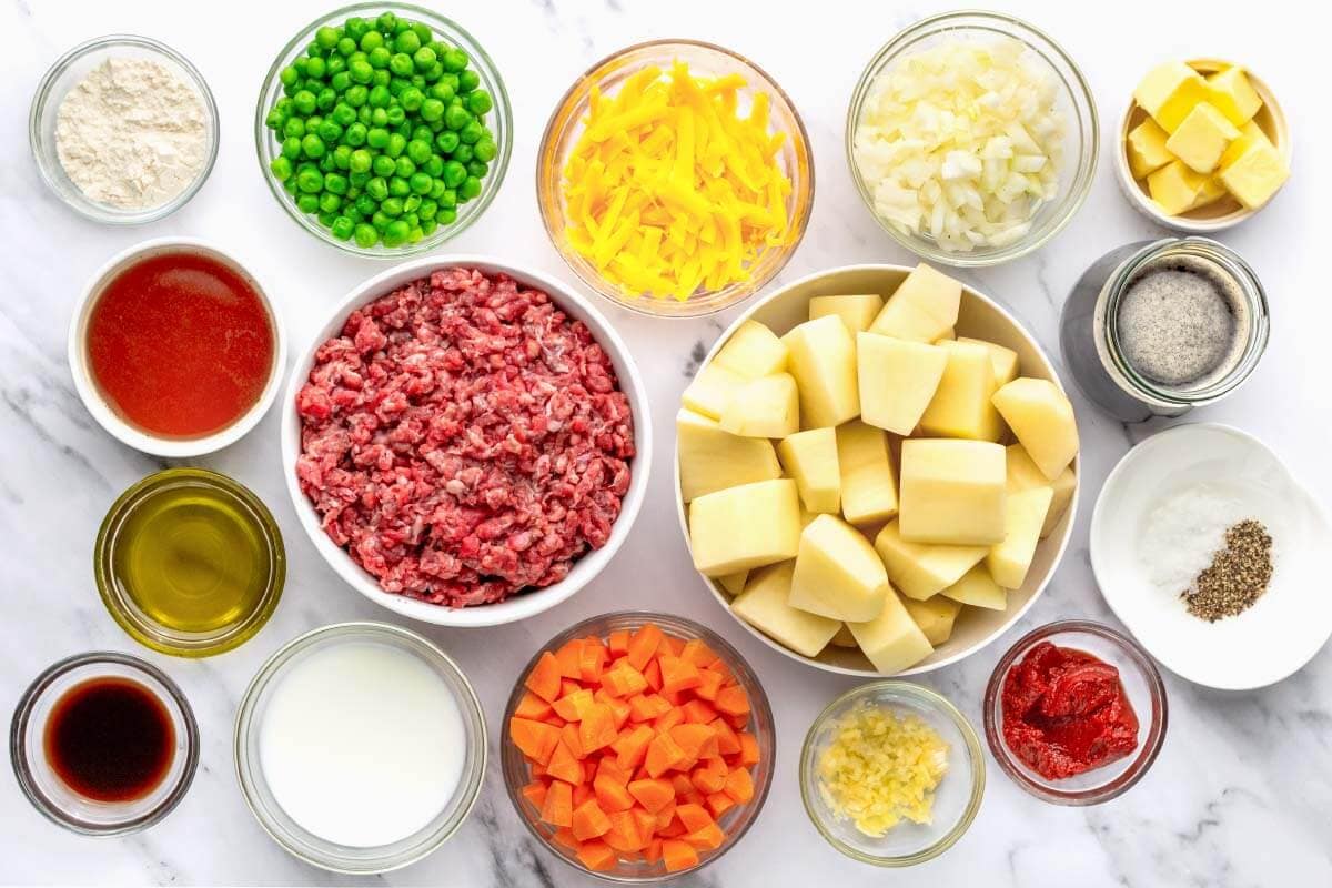 Irish Cottage Pie ingredients shot