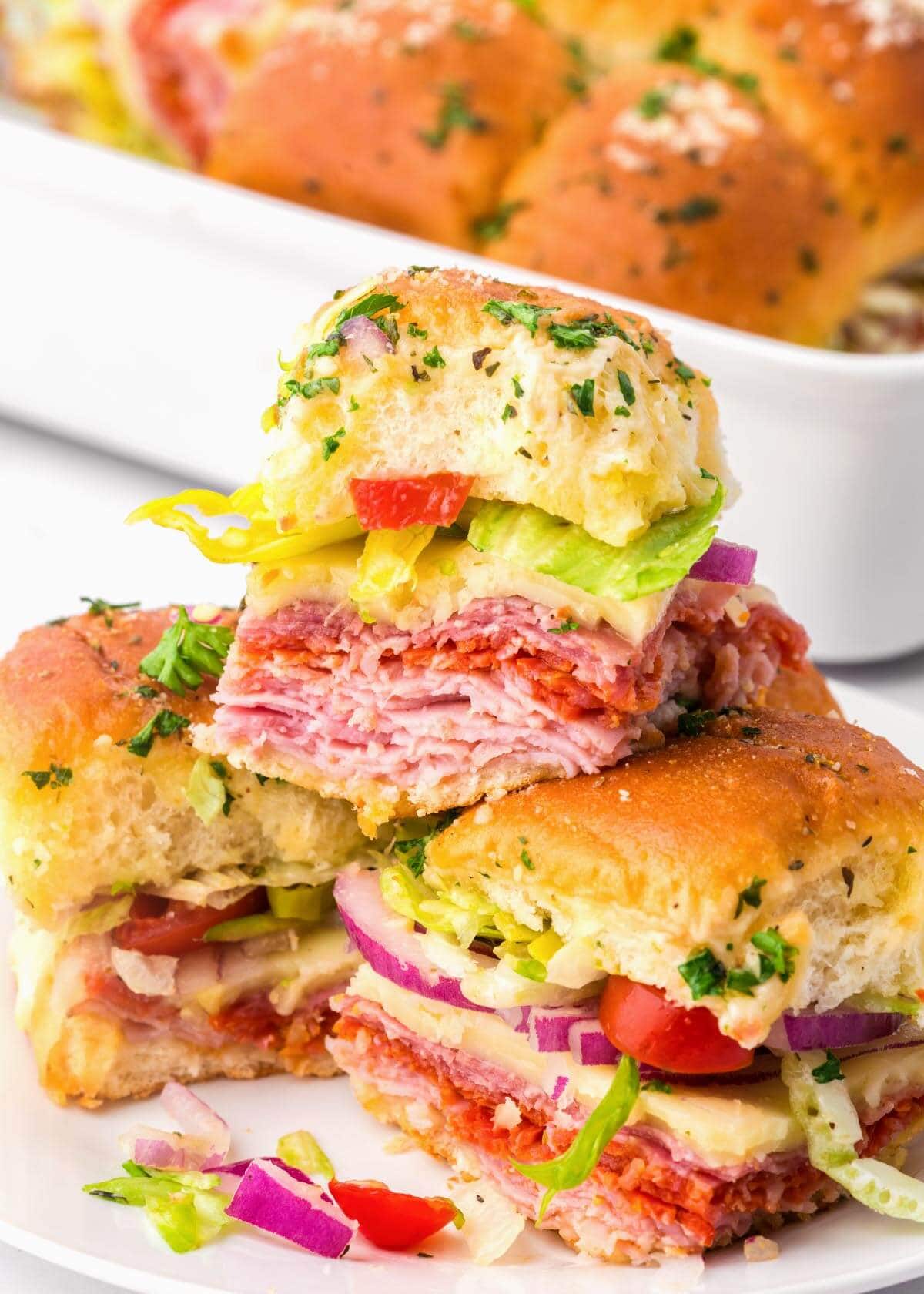 3 Italian Sub Sliders stacked