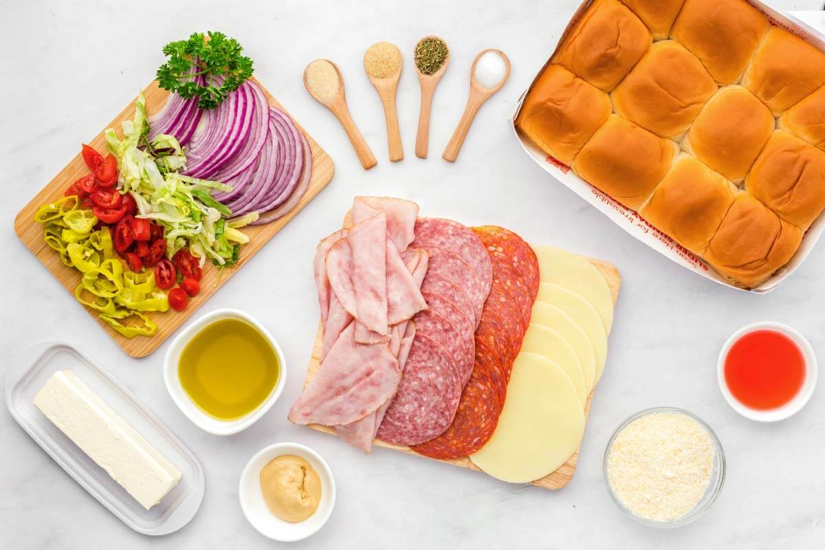 Italian Sub Sliders ingredients shot