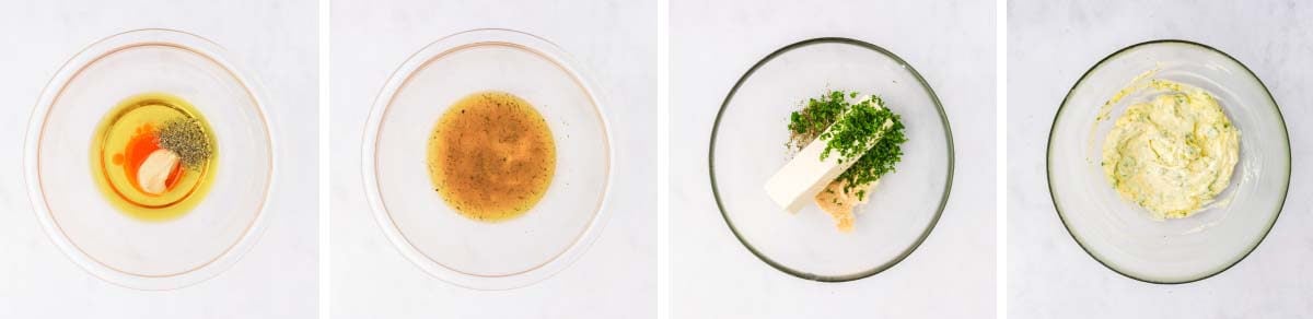 making the vinaigrette and butter topping for sliders.