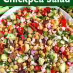 Mediterranean Chickpea Salad in a white bowl