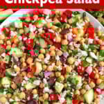 Mediterranean Chickpea Salad in a white bowl