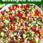 Mediterranean Chickpea Salad in a white bowl
