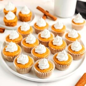 Mini Pumpkin Cheesecakes on a plate