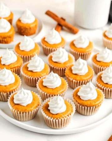 Mini Pumpkin Cheesecakes on a plate