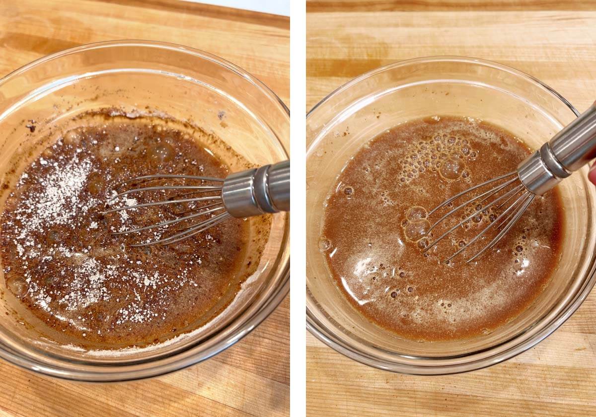 whisking au jus with beef broth