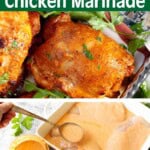 piece Southwest Buttermilk Chicken Marinaded and cooked, pouring marinade on raw chicken