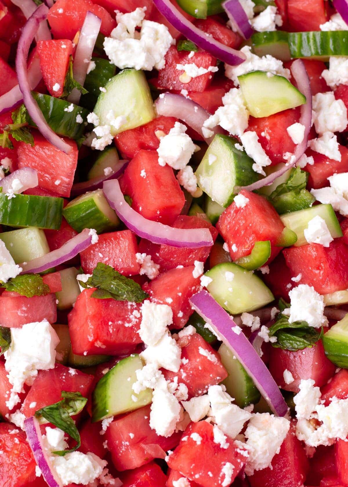 Watermelon Feta Salad closeup