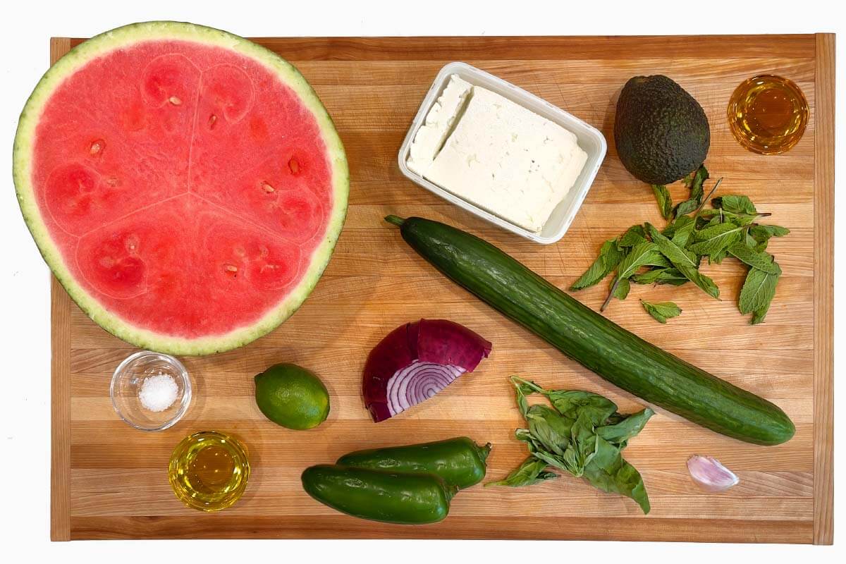 Watermelon Feta Salad ingredients shot