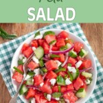 Watermelon Feta Salad in a white bowl