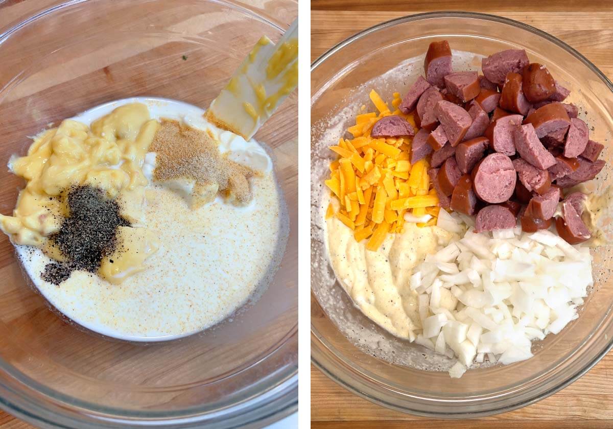 ingredients added to a glass bowl