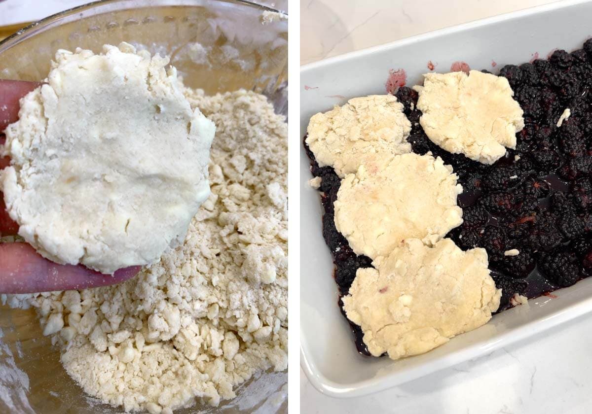 making dough discs for cobbler topping