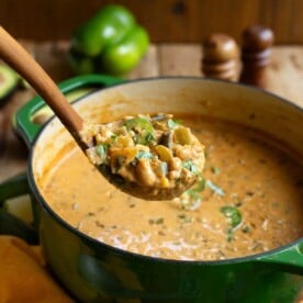 Vegetarian White Bean Chili in a green bowl