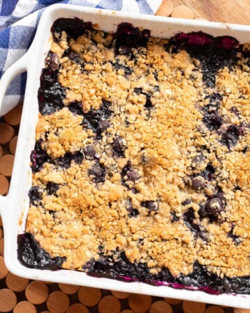 Easy Blueberry Crisp in baking dish