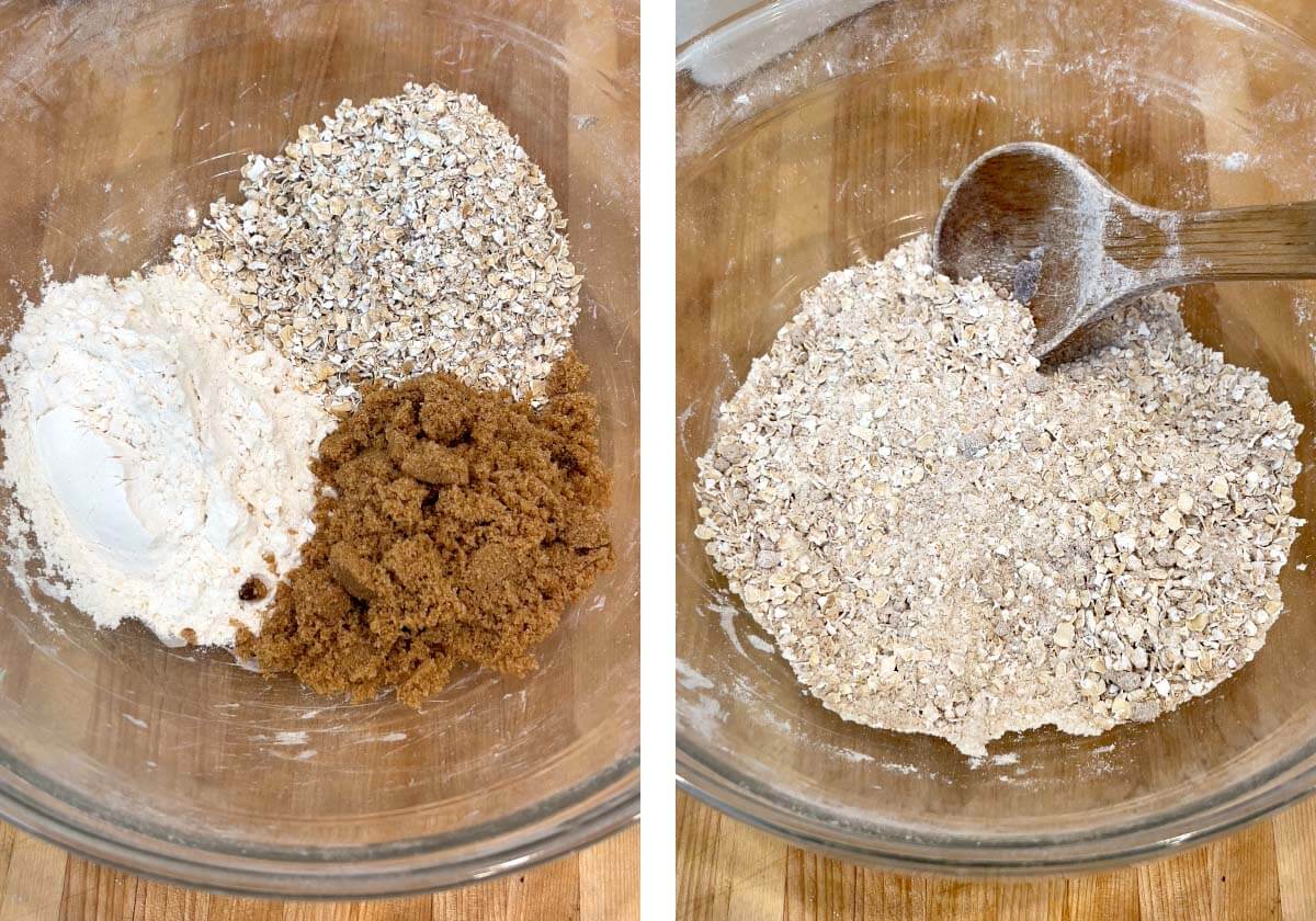 dry crisp ingredients in glass bowl, mixed together