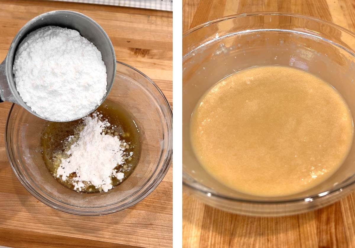 making maple cinnamon glaze for pumpkin bread