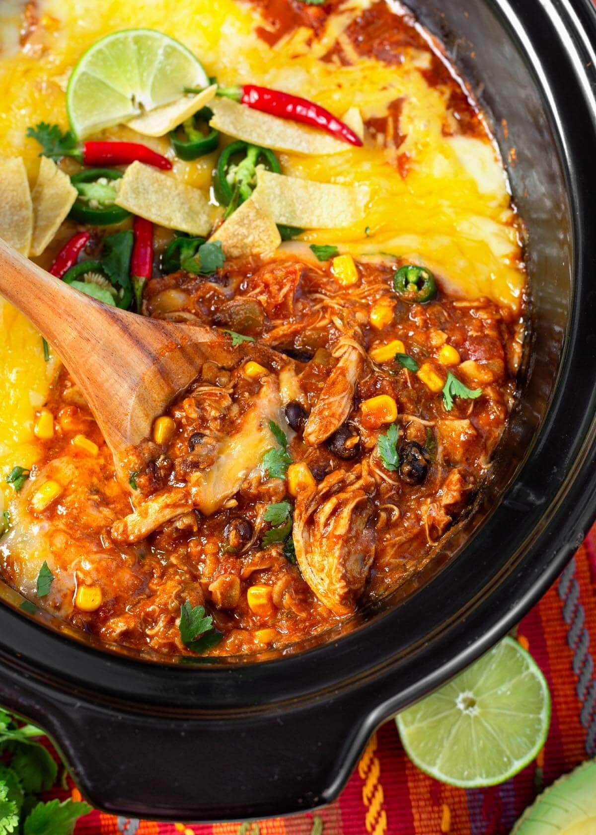 Crockpot Chicken Enchilada Casserole
