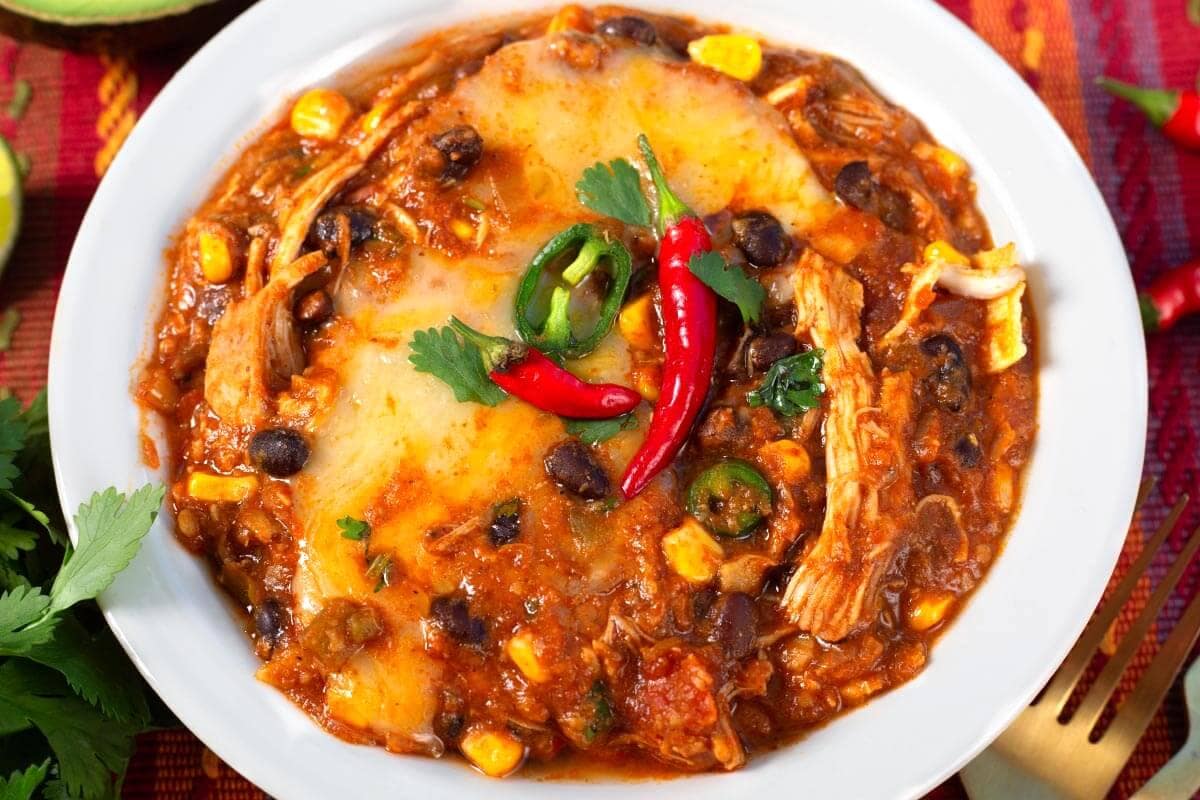 Crockpot Chicken Enchilada Casserole