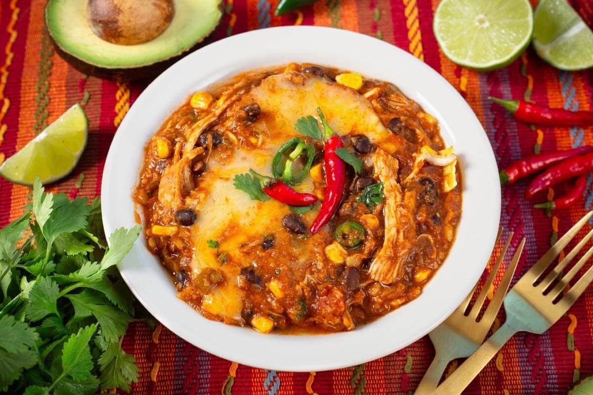 Crockpot Chicken Enchilada Casserole