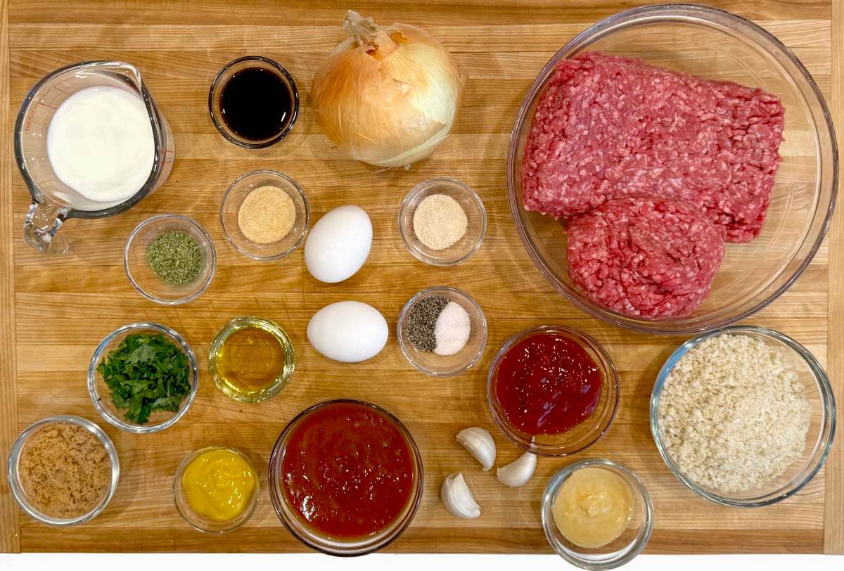 classic meatloaf ingredients shot