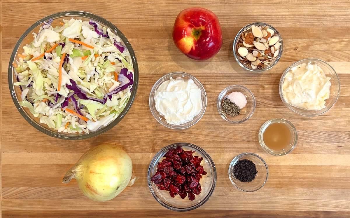apple cranberry coleslaw ingredients shot