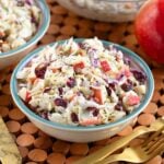 bowl of apple cranberry coleslaw