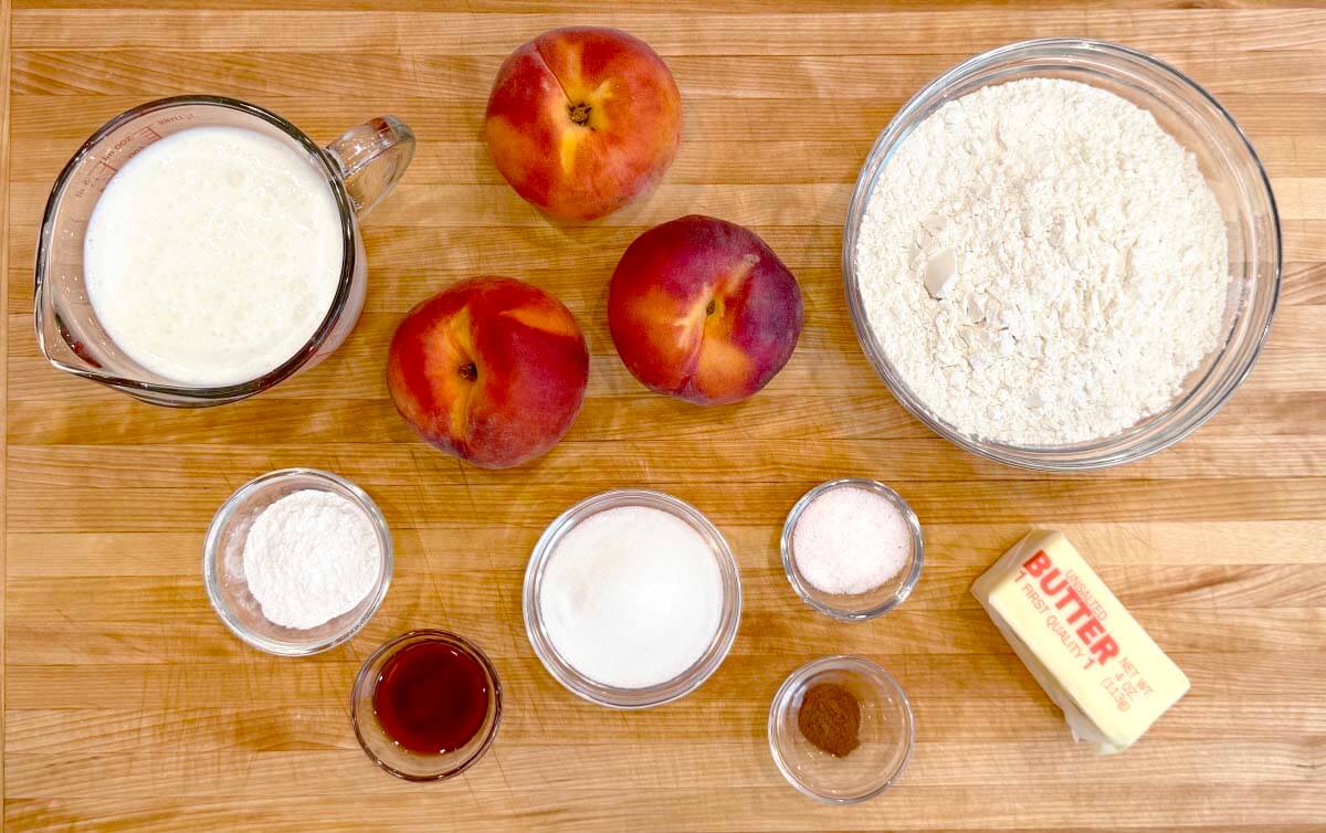 ingredients for butter swim biscuits with peaches