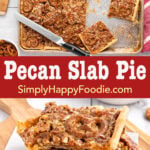 2-image collage of pecan slab pie bars