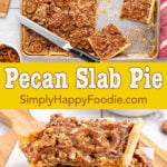 2-image collage of pecan slab pie bars