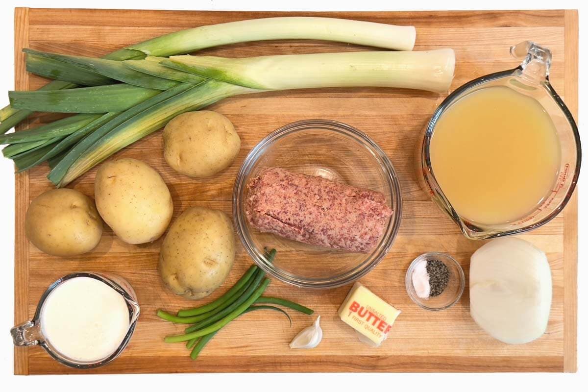 potato leek sausage soup ingredients shot