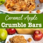 Caramel Apple Crumble Bars with tender apples, caramel, and oat crumble topping