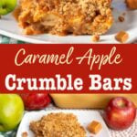 Caramel Apple Crumble Bars with tender apples, caramel, and oat crumble topping
