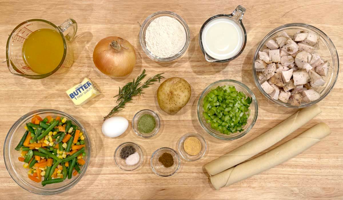 chicken pot pie ingredients shot