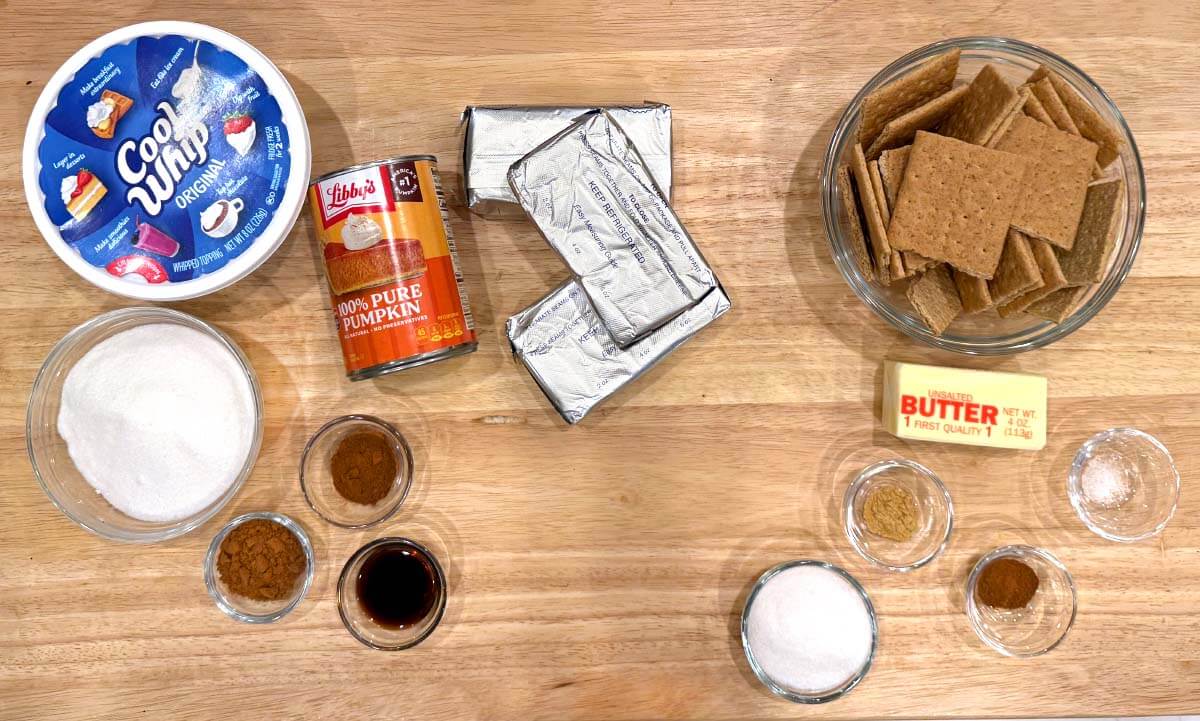 No Bake Pumpkin Cheesecake ingredients shot