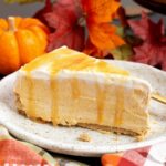 No Bake Pumpkin Cheesecake slice on a plate
