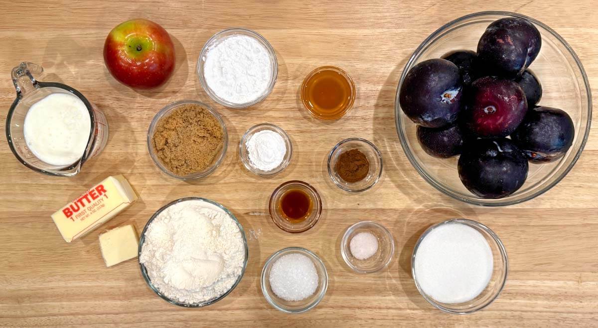 plum cobbler ingredients shot