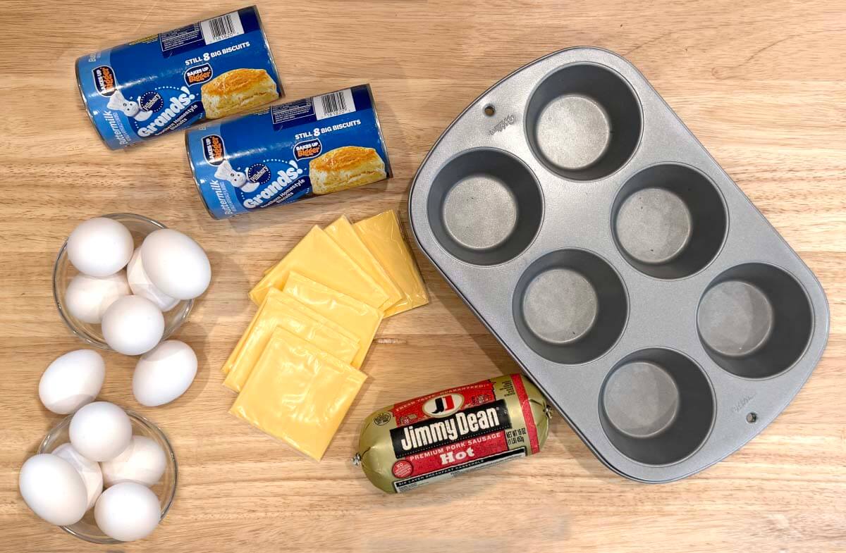 sausage egg and cheese biscuit muffins ingredients shot