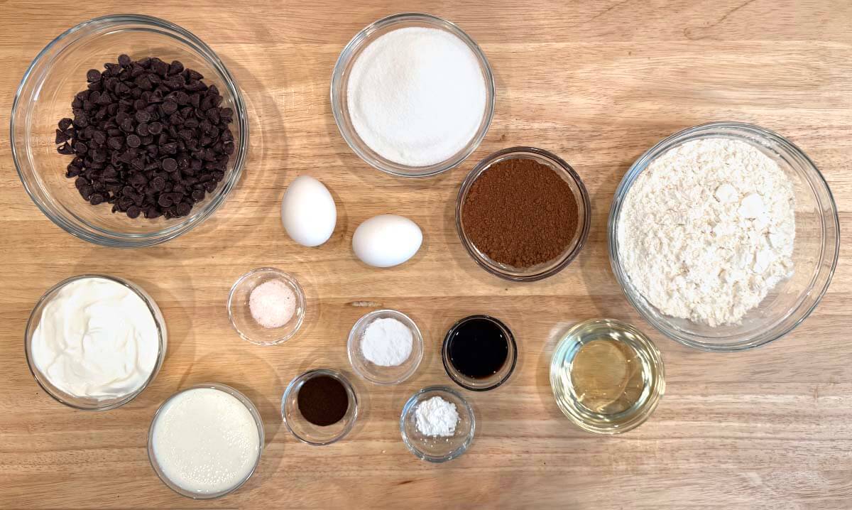double chocolate muffins ingredients shot
