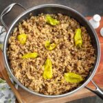 mississippi ground beef and rice in a skillet