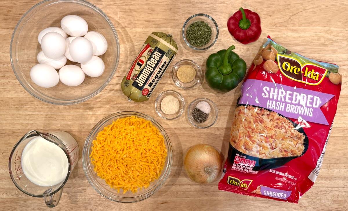 Sausage hashbrown breakfast casserole ingredients shot