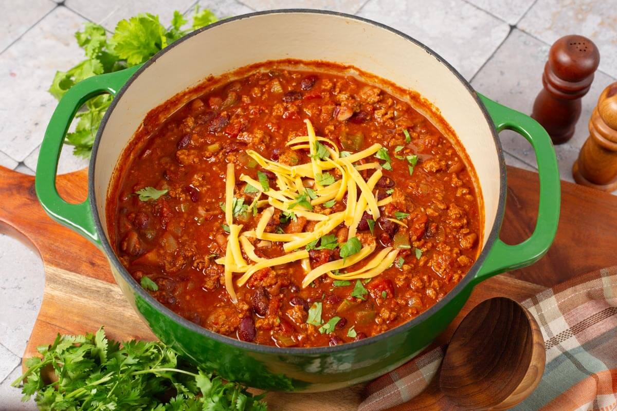 pot of wendy's style chili